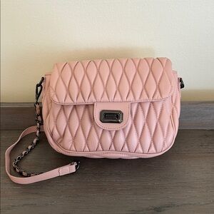 Badgley Mischka Quilted Pink Crossbody Bag